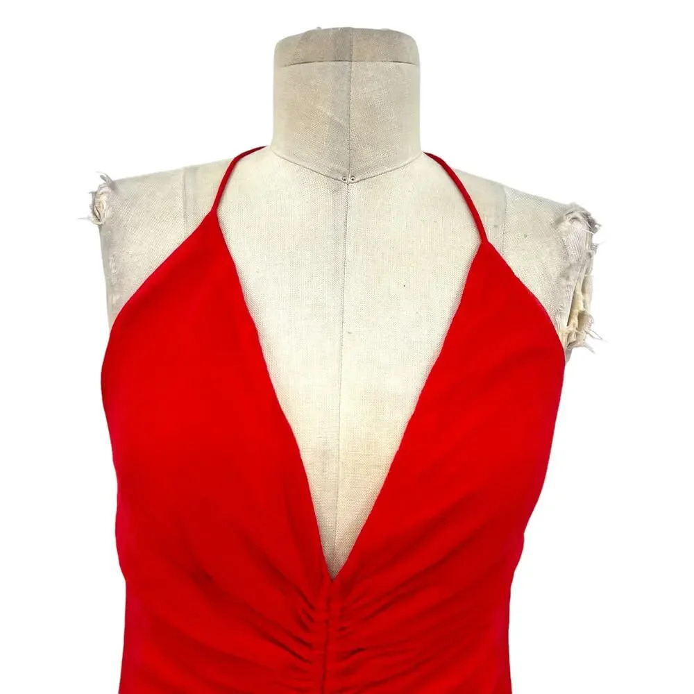 Free People Simone Maxi Dress in Red Ruched Backless Size 2‎ - Picture 3 of 15